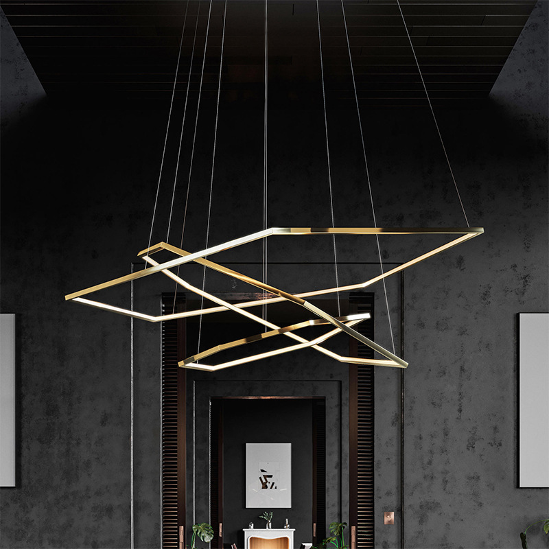 Nordic Hall Simple Modern Designer Living Room Restaurant Exhibition Hall Front Desk Light Luxury Minimalist Polygonal Geometric Chandelier
