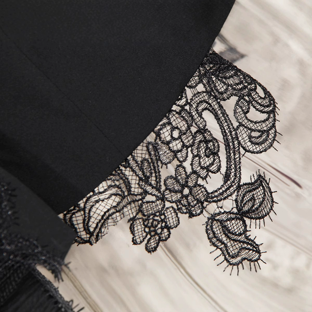 Classic Spring Suit Jacket, Lace Trim & Embroidery, Single-Button Tailored Blazer