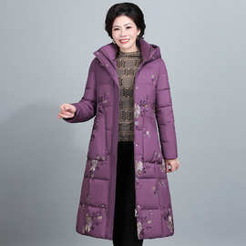 阔太太冬装2025年新品加厚连帽时尚棉服女长款绣花保暖洋气棉衣