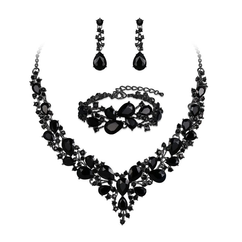 Cross-Border Amazon Bridal Rhinestone Drop Necklace, Earrings, Bracelet Set, Luxury Set, Ladies' Prom and Banquet Accessories Cross-Border Amazon Bridal Rhinestone Drop Necklace, Earrings, Bracelet Set, Luxury Set, Ladies' Prom and Banquet Accessories