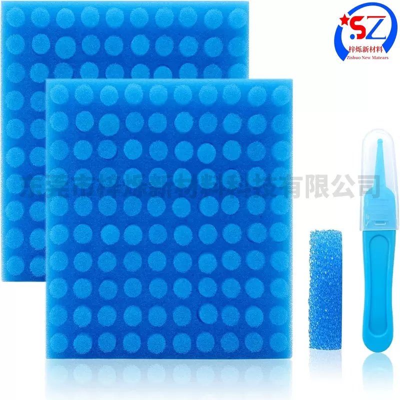 吸鼻器圆柱形海绵蓝色爆破透气棉 吸鼻器鼻通管过滤器海绵