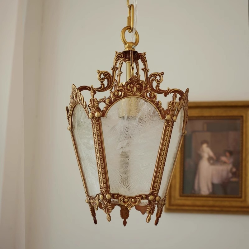 La cabecera de la cama de lujo pequeño balcón candelabro francés estilo americano porche de luz candelabro de vidrio retro retro pasillo de cobre