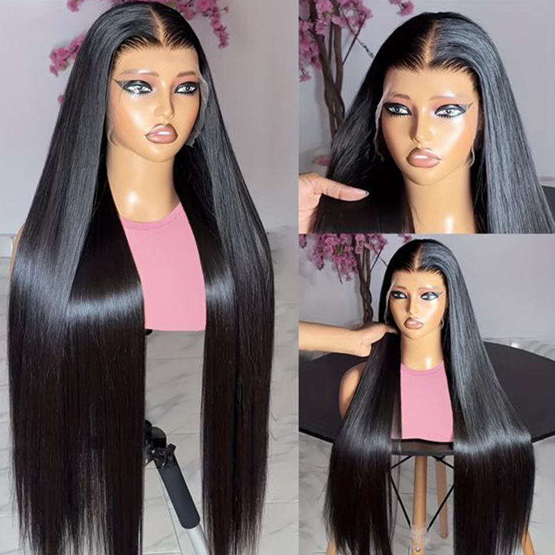 Centre Parting Bangs Types Unisex Simple Style Casual Party Street Real Hair Centre Parting Long Straight Hair Wigs