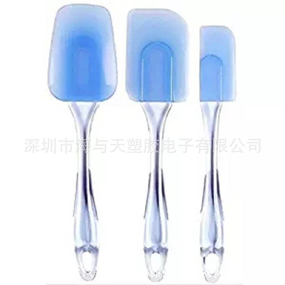 三3件套天蓝色硅胶头+PS手柄插入式硅胶刮刀牛油刀