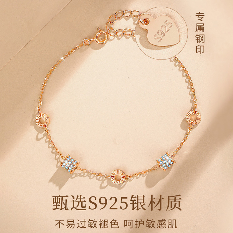 S925純銀ローマ数字小蛮腰ブレスレット女性ファッション軽贅沢ins風小衆高級感アクセサリー卸売り|undefined
