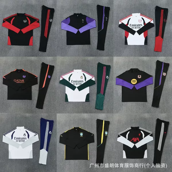 Club Half-Zip Training Suit Long-Sleeve Long-Pants Soccer Uniform Warm-Up Outfit Quick-Dry Sports Jacket Team Manufacturer Wholesale