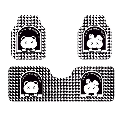 Car mat universal non-slip easy-to-care mat cartoon dirt-resistant wear-resistant can be cut silk ring mat a generation of hair (Universal Foot Pad) - thousand-bird-bear-rabbit-full-car-foot-pad-3-piece-set