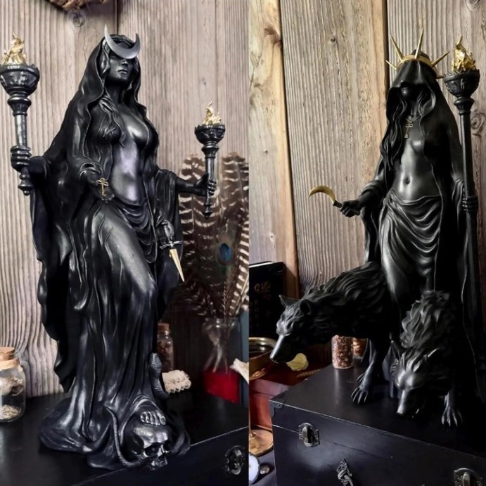 ヘカト・ニクリポロス 夜の魔女 死神の光の使者 カテ 女神の猟犬 樹脂彫刻|undefined