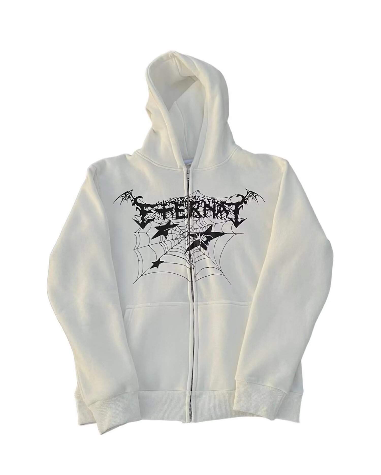 Five-pointed Star Spider Web Hoodie For Couples Oversized Sweater_voghion.com