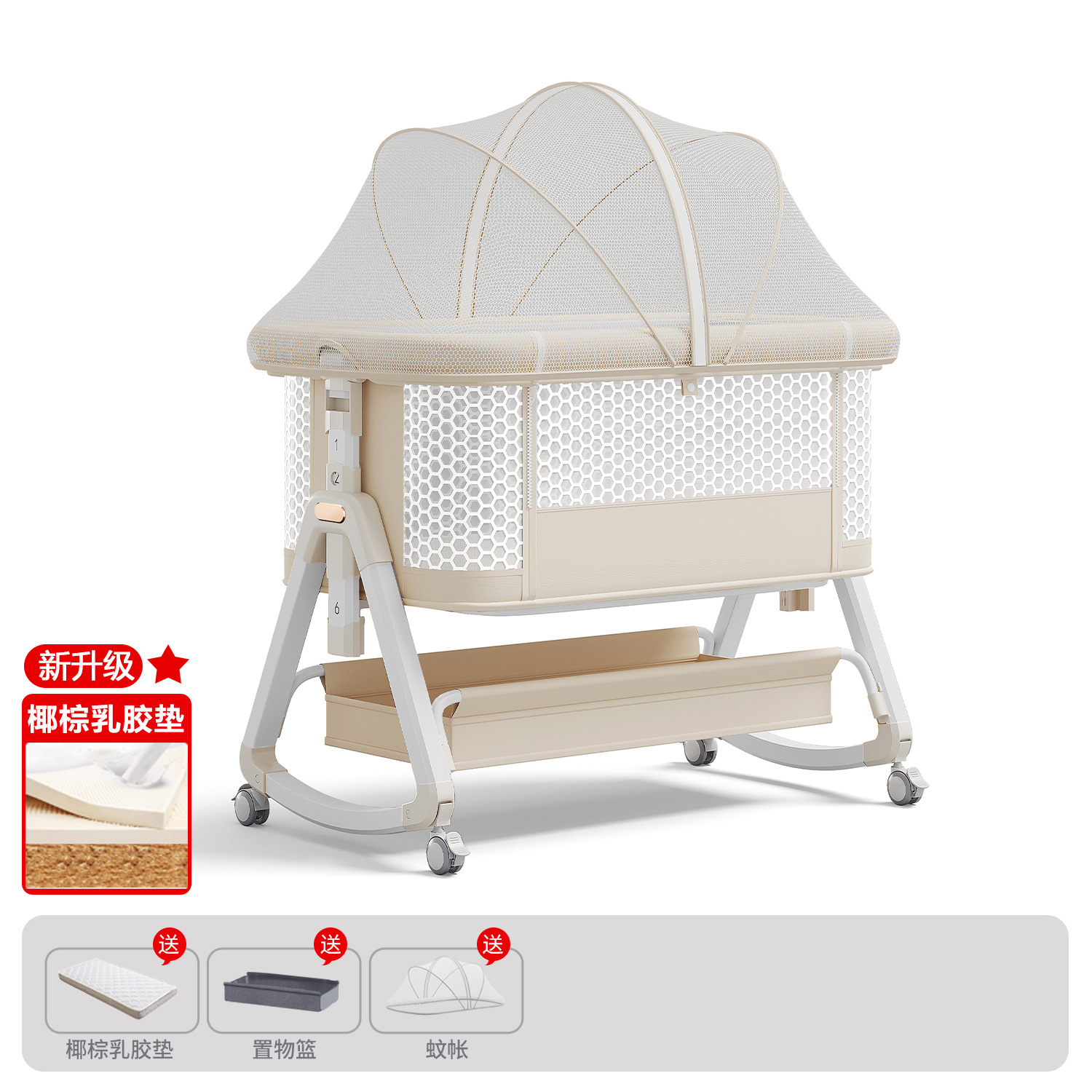 Cama de bebé móvil portátil cuna cama plegable multifuncional BB cama para recién nacidos empalme cama grande