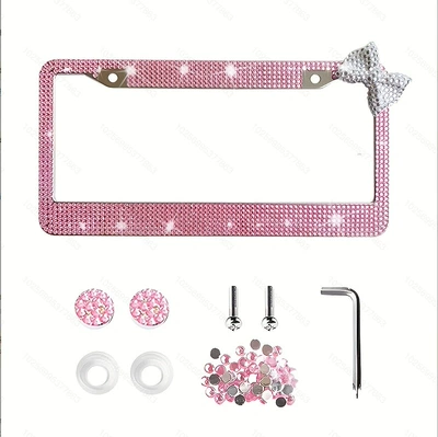 License plate holder/license plate holder: license plate frame, acrylic home - pink-single-piece-with-white-bow