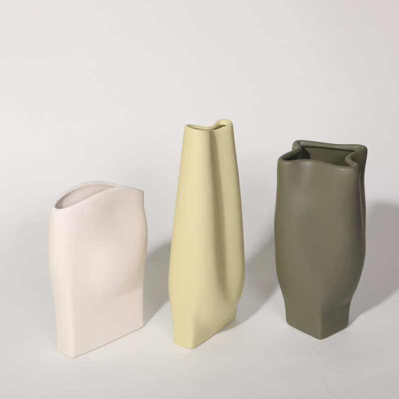 Morandi color estilo nórdico arte personalizado florero de cerámica mesa comedor salón escritorio decoración suave