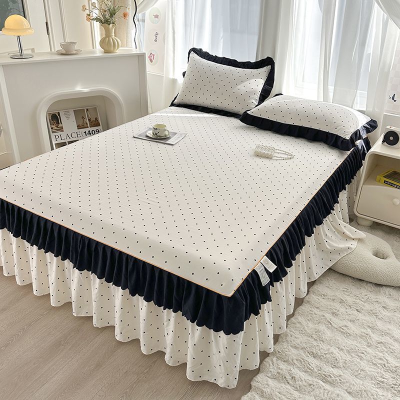 Hepburn-Style Non-Slip Korean Single-Piece Bed Skirt Bedspread, Non-Pilling Fitted Sheet, Bed Skirt, Bed Cover, Simmons Protective Cover