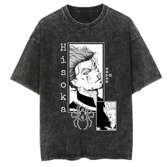 2025新款外贸独立站男女复古水洗复古动漫漫画宽松舒适图形T恤