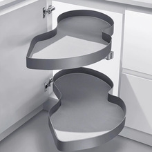 厨房橱柜铝合金转角拉篮阻尼旋转收纳置物架拐角飞碟调味篮碗碟架