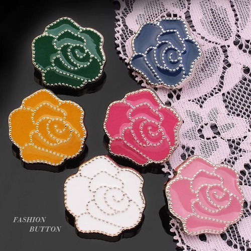 Roses button colorful decorative buttons coat windbreaker outerwear sweater cardigan knitwear women versatile clothing buttons