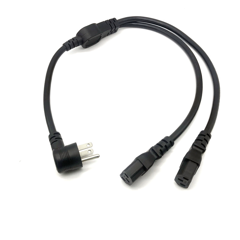 美标规Y型一拖二电源线一出三一分四电脑主机服务器交换机插头线