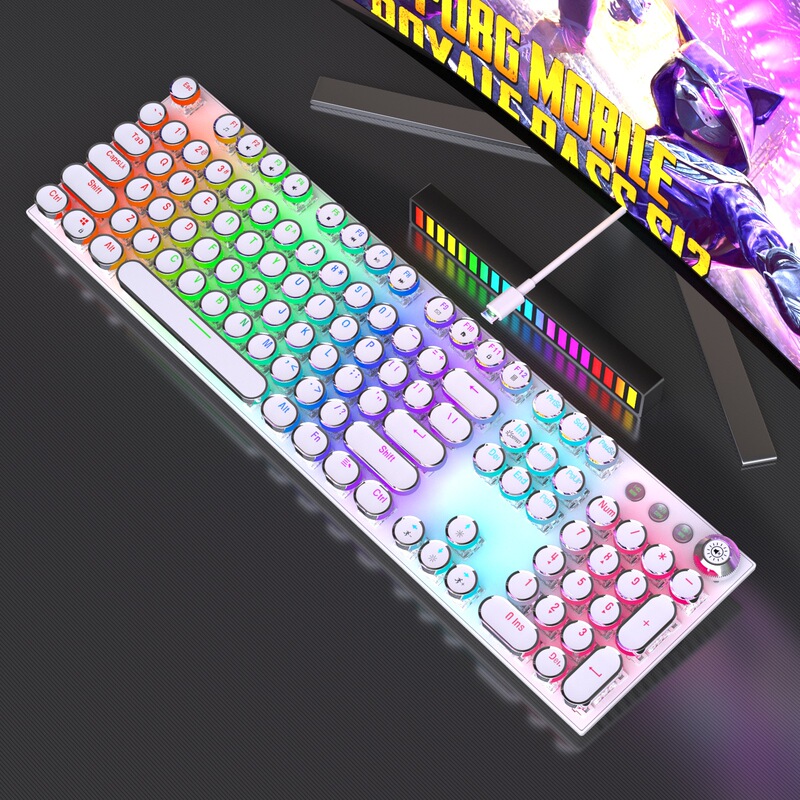 ソースファクトリーパンクスチームレトロ3モードRGB真のメカニカルキーボード競技用プラグイン緑軸コンピュータゲーム|undefined