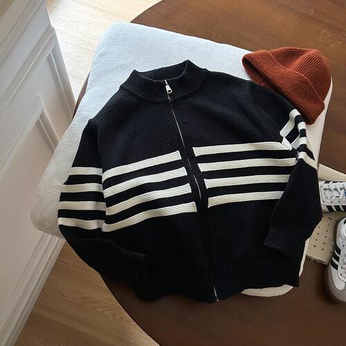 Men's Cardigan Sweater Autumn New Children's Fashion Stylish Zip Knit Sweater for Young Boys - Cool Outerwear