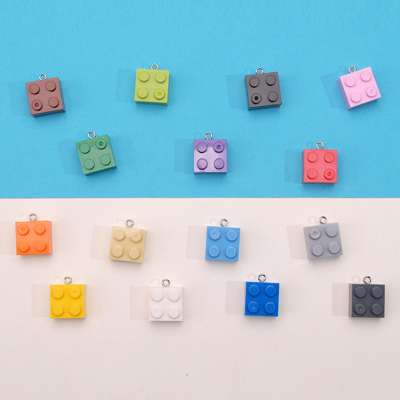 Colorful Korean Version 2*2 Square Building Block Keychain Pendant Jewelry Clothing Shoes Earrings Pendant Accessories Accessories