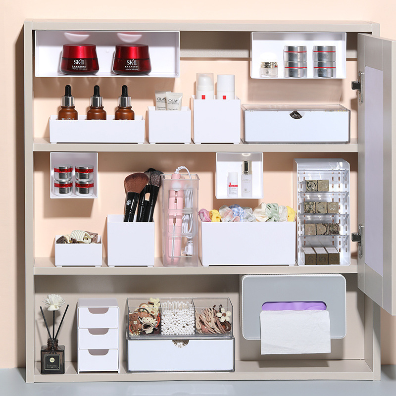鏡棚収納ケース化粧品トイレスキンケア用品洗面化粧台口紅棚デスクトップ整理ケース|undefined