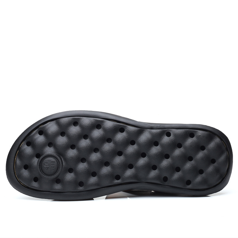 샌들 남성용 탑 레이어 소 가죽 두꺼운 밑창 비치 슈즈 여름 아빠 미끄럼 방지 이중 목적 샌들 착용