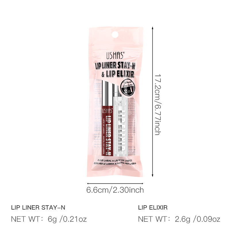 USHAS explosión venta al por mayor transfronteriza duradera doble desgarrador de lápiz labial + conjunto de lápiz labial UC115