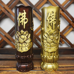 佛字香筒放香桶線香儲香桶實心黃銅純銅裝香筒家用佛堂用品大全