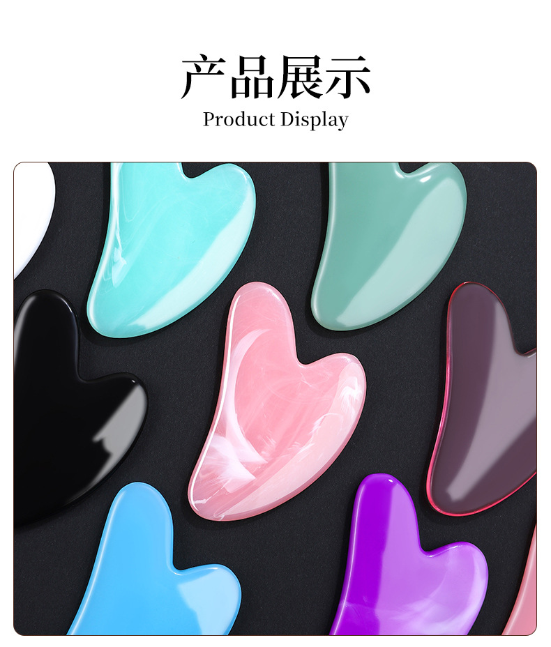Resin Acrylic Gua Sha Facial Massage Board Heart Shape Rose Pink Guasha Tool for Face Body Meridian Care preparation