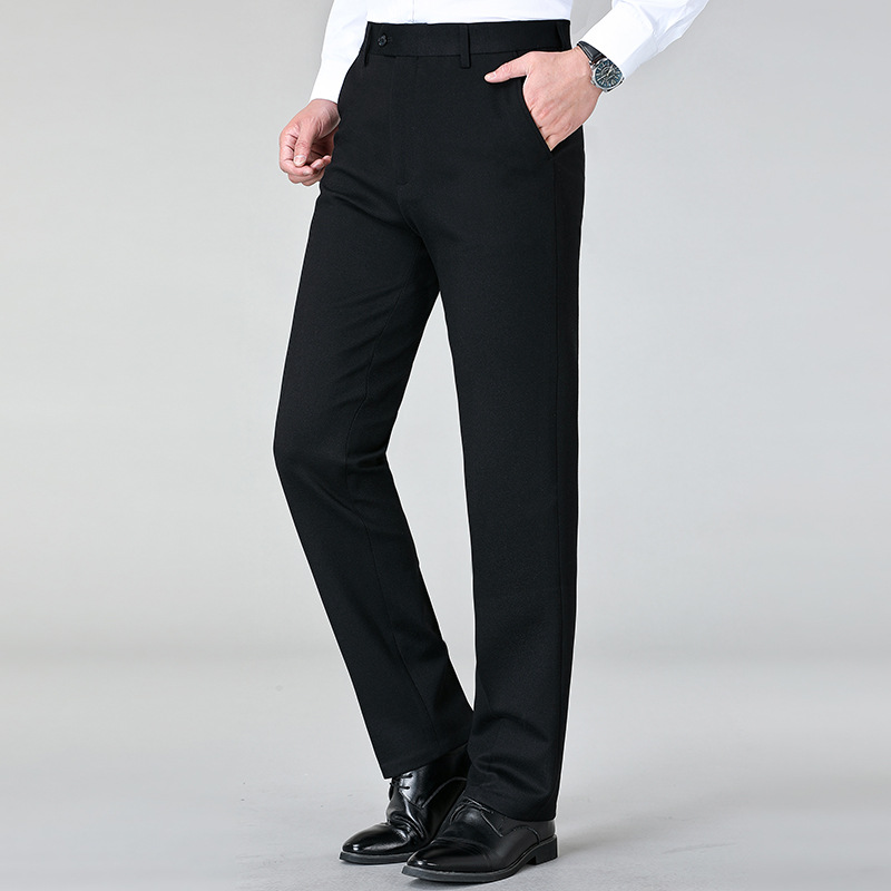 品牌中年男士羊毛西裤2025秋冬厚款商务垂感直筒中年爸爸装休闲裤