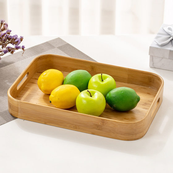 Simple bamboo and wood tray integrated long tray household storage fruit tray hotel tea tray Cup tray wholesale