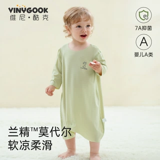 莫代尔婴儿睡衣夏季薄款小月龄婴幼儿睡袍男女宝宝连体衣睡觉衣服