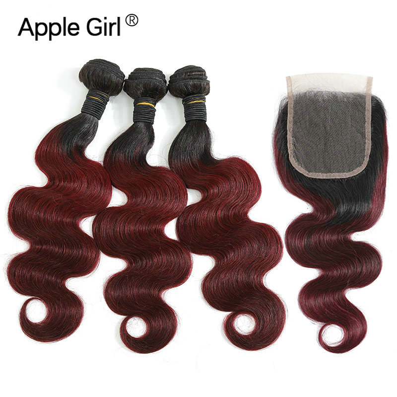 1b/99j body wave human hair bundles closure frontal Hair curtains