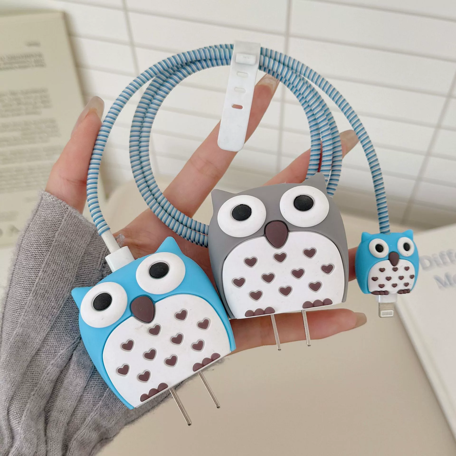 Электрический защитный чехол для ловли цыплят совы подходит для защитного чехла зарядной головки Apple 18/20 Вт, чтобы предотвратить повреждение кабеля передачи данных.