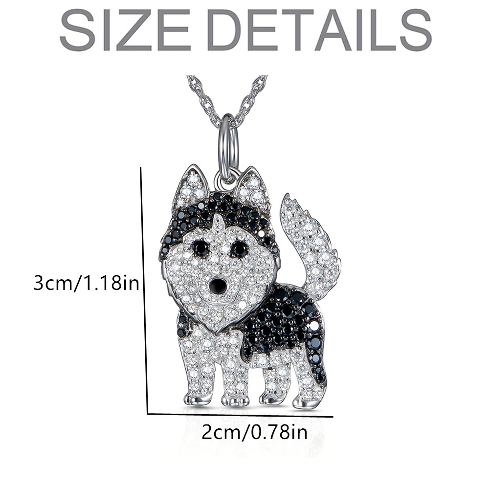 Colar com pingente husky e strass joia cachorro para mulher_voghion.com