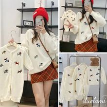 刺绣秋冬亲子装一家三口针织开衫母女母子毛衣情侣装纯棉婴儿爬服