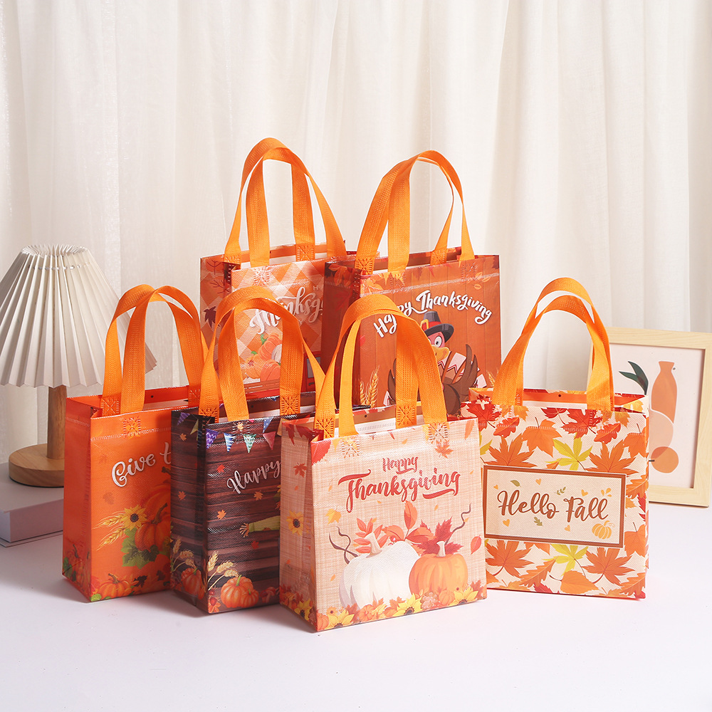 派对糖果礼品袋感恩节主题手提袋印花无纺布袋派对礼物包装袋批发