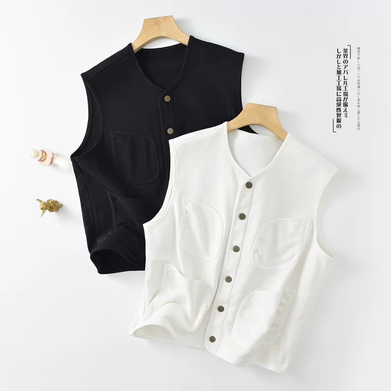 Autumn vest, T-shirt sleevless, V-neckline, loose fit