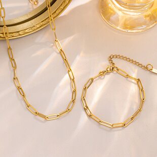 Fashionable and simple cross chain titanium steel necklace, versatile model for men and women, niche light luxury, high-end, non-fading jewelry set