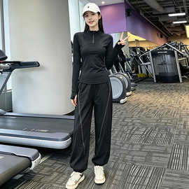深圳南油运动服套装女春秋2026新款立领半拉链卫衣健身跑步两件套