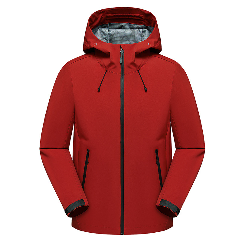Spring and Autumn Single Layer Hard Shell Jacket Men's and Women's Outdoor Waterproof Windproof Hooded Mountaineering Jacket High-end Group LOGO