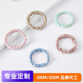 风韩饰细发圈定制logo图案复古缎面大肠发圈仿真丝气质时尚细发圈