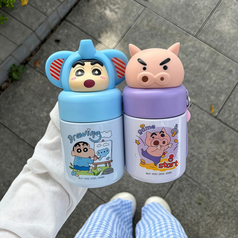 可爱蜡笔小新保温杯女生高颜值小巧便携杯子学生上学专用儿童水杯|undefined