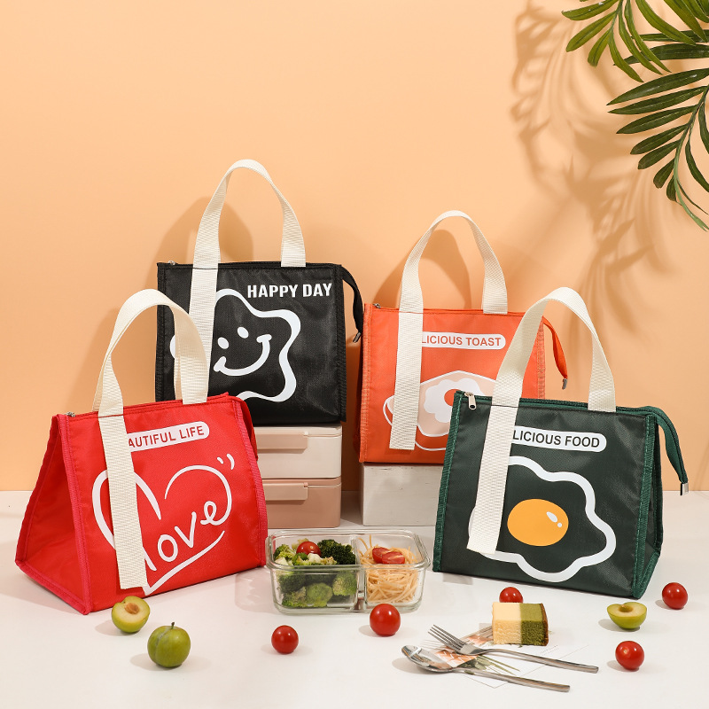 Simple style large capacity fashionable portable lunch box bag student lunch with rice thickened waterproof lunch bag insulation bag
