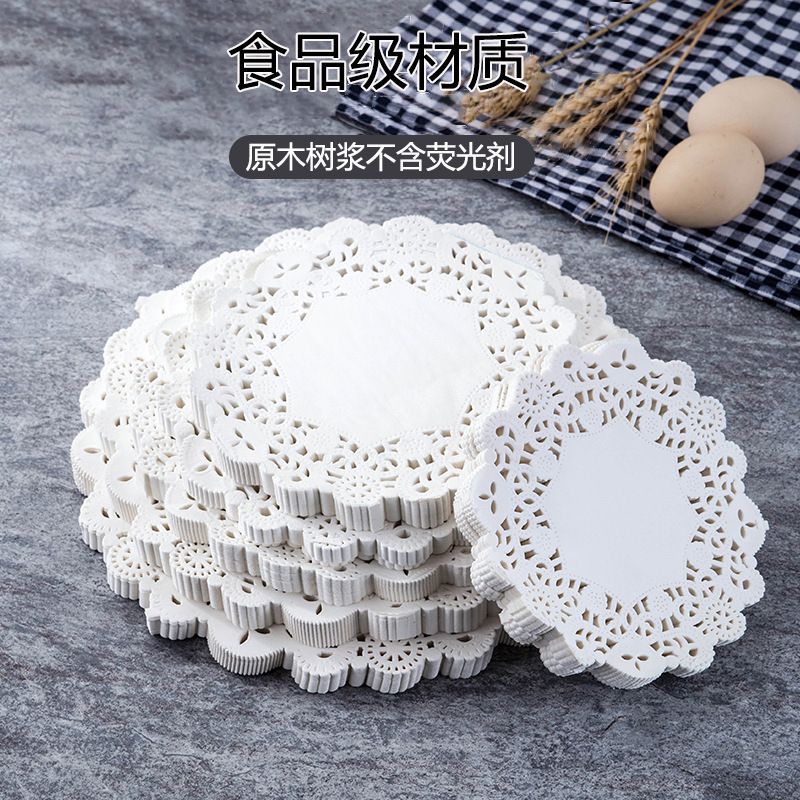 Floral patterned round and oval shaped floral paper oil absorbing paper food grade cake pastry plate mat paper floral edge baking paper