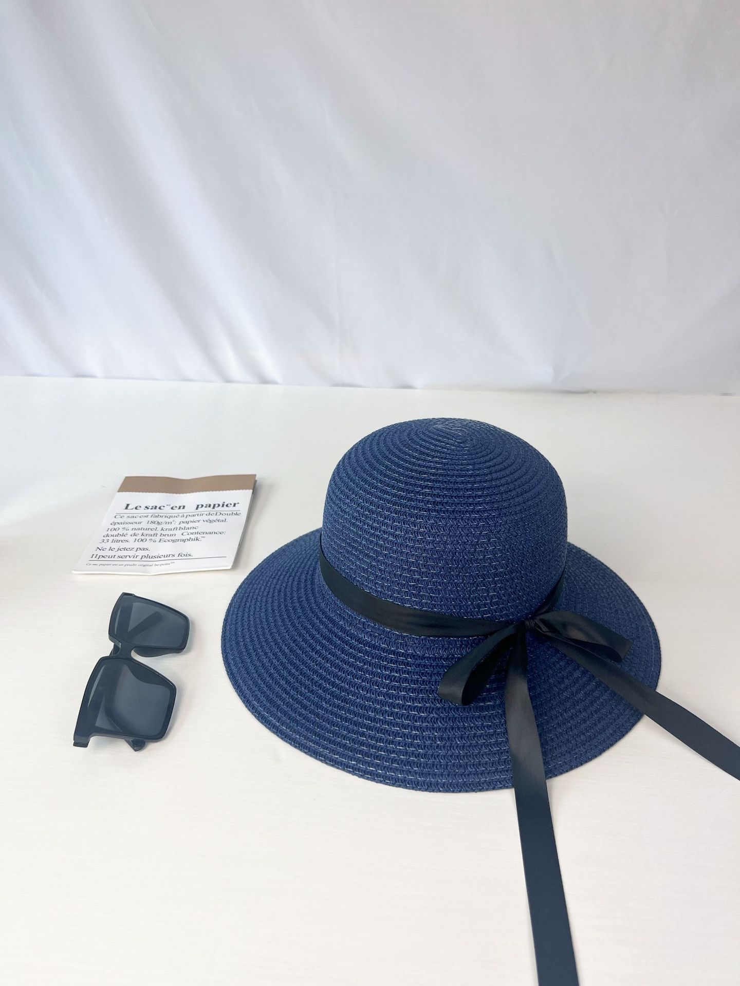 Sombrero de paja para el sol de verano para mujer con lazo de cinta negra, sombrero de ala ancha, sombrero tipo cubo para adultos, sombrero de protección solar para mujer con ala ancha.