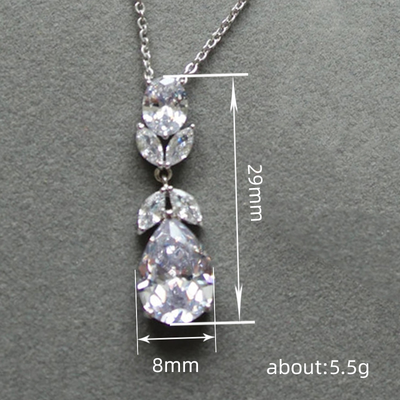 2 teile/satz Unisex Schmuck Mode hochzeit braut schmuck flash Diamant Platz vollen satz von zirkon ring halskette_voghion.com