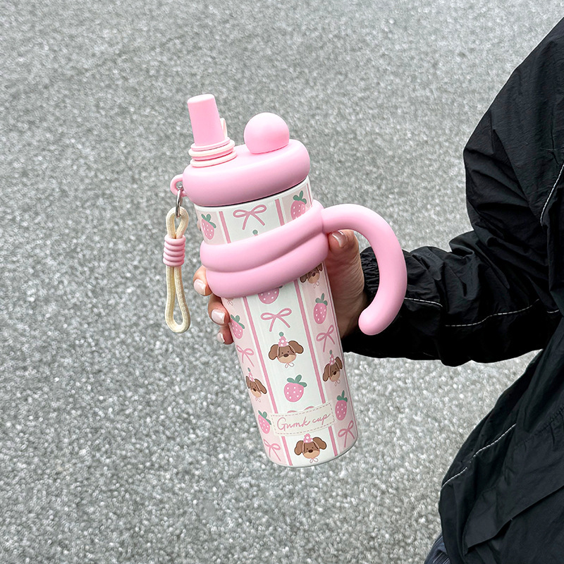 可爱保温杯女生大容量水杯女新款2025高颜值便携双饮泡茶冰霸杯子|undefined