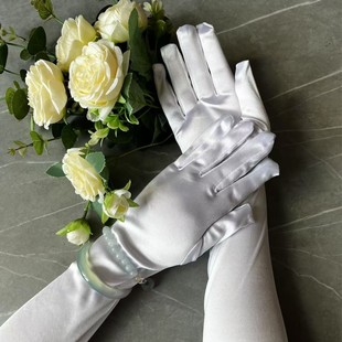 Retro Dance Wedding Dress Nylon Satin Gloves Ladies Satin Gloves Sunscreen Performance Long