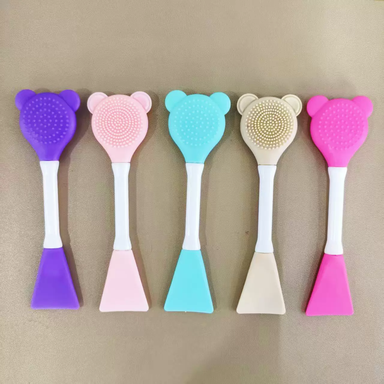 非硅胶TPR材质化妆刷面膜刷洁面刷双头涂泥膜专用便携清洁刷卸妆